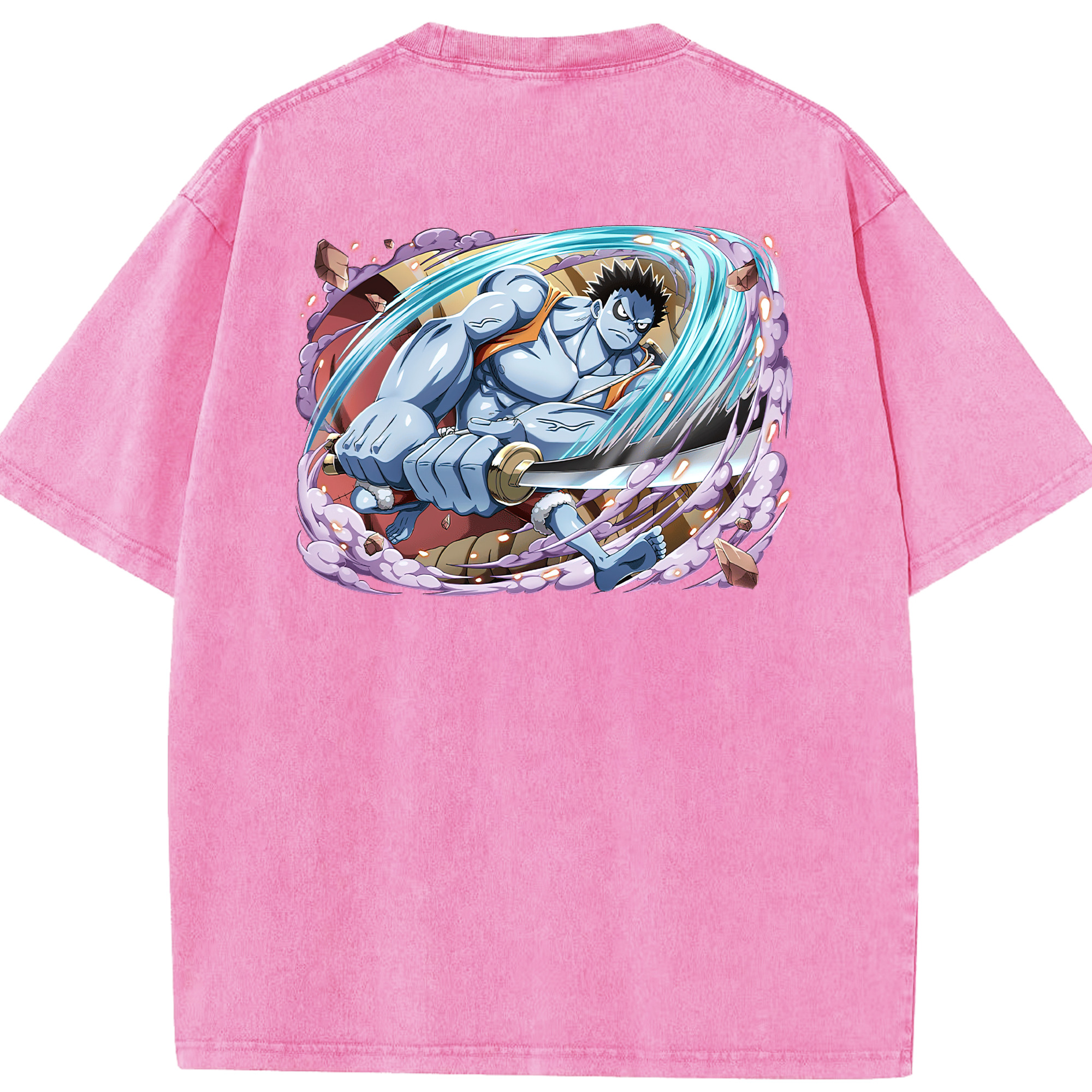 ワンピース モンキー・D・ルフィ ONE PIECE Monkey D. Luffy 綿100% ヴィンテージ風 半袖Tシャツ（背面プリント）
